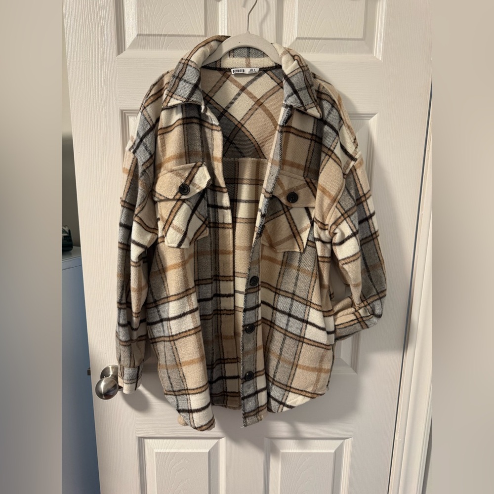 Plaid Button-Up Jacket